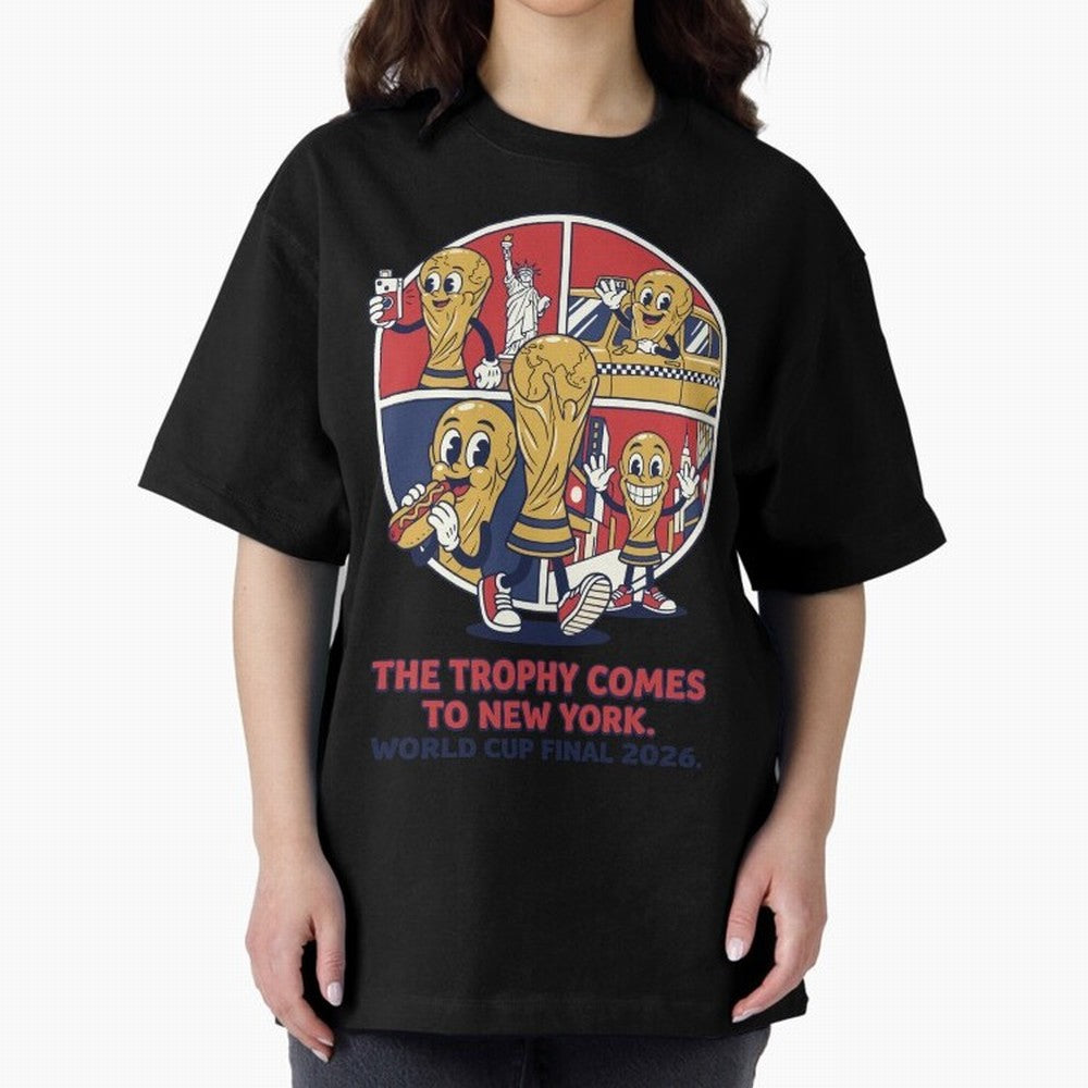 The Trophy Comes to New York ¡ª World Cup Final V2 Classic T-Shirt Celebrate Football Dreams Across Global Football Passion for FIFA World Cup 2026 USA Canada Mexico, Filled with Messi, Neymar and Mbappe, Germany, Football Festival Excitement,