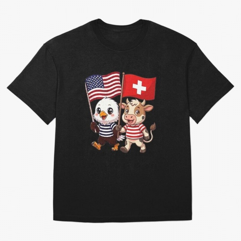 The American eagle and its friend, the Swiss calf Classic T-Shirt Join Supporters Worldwide for Global Football Passion for FIFA World Cup 2026, Connected to Mbappe and Neymar, Spain and Netherlands, Sports Nostalgia, International Competition,