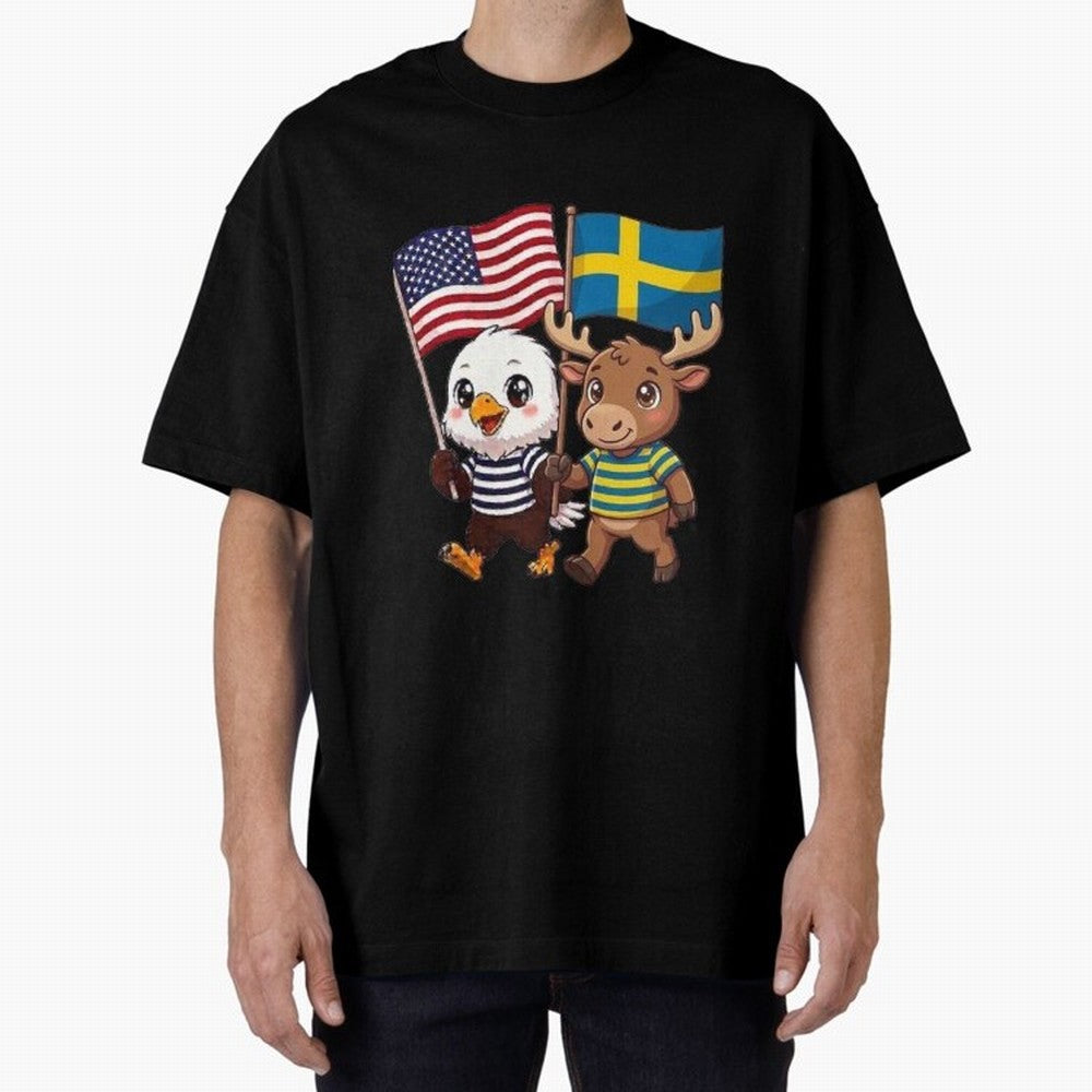 The American eagle and its friend, the Swedish elk Classic T-Shirt Show Your Stadium Side during Match Day Hype around FIFA World Cup 2026, Mbappe, Brazil, Portugal and Argentina, Football Passion, Legendary Performances, Festival Vibes and