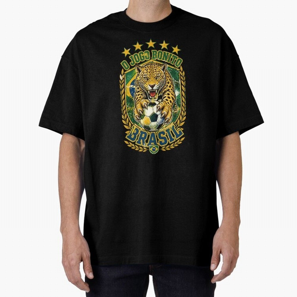 Brazil Soccer Jaguar - O Jogo Bonito Vintage 5 Stars Football Fan T-Shirt Classic T-Shirt Show Your Love for FIFA World Cup 2026 Group Stage Spirit, Connected to Netherlands, Neymar, Haaland and Cristiano Ronaldo, Football Passion, Legendary