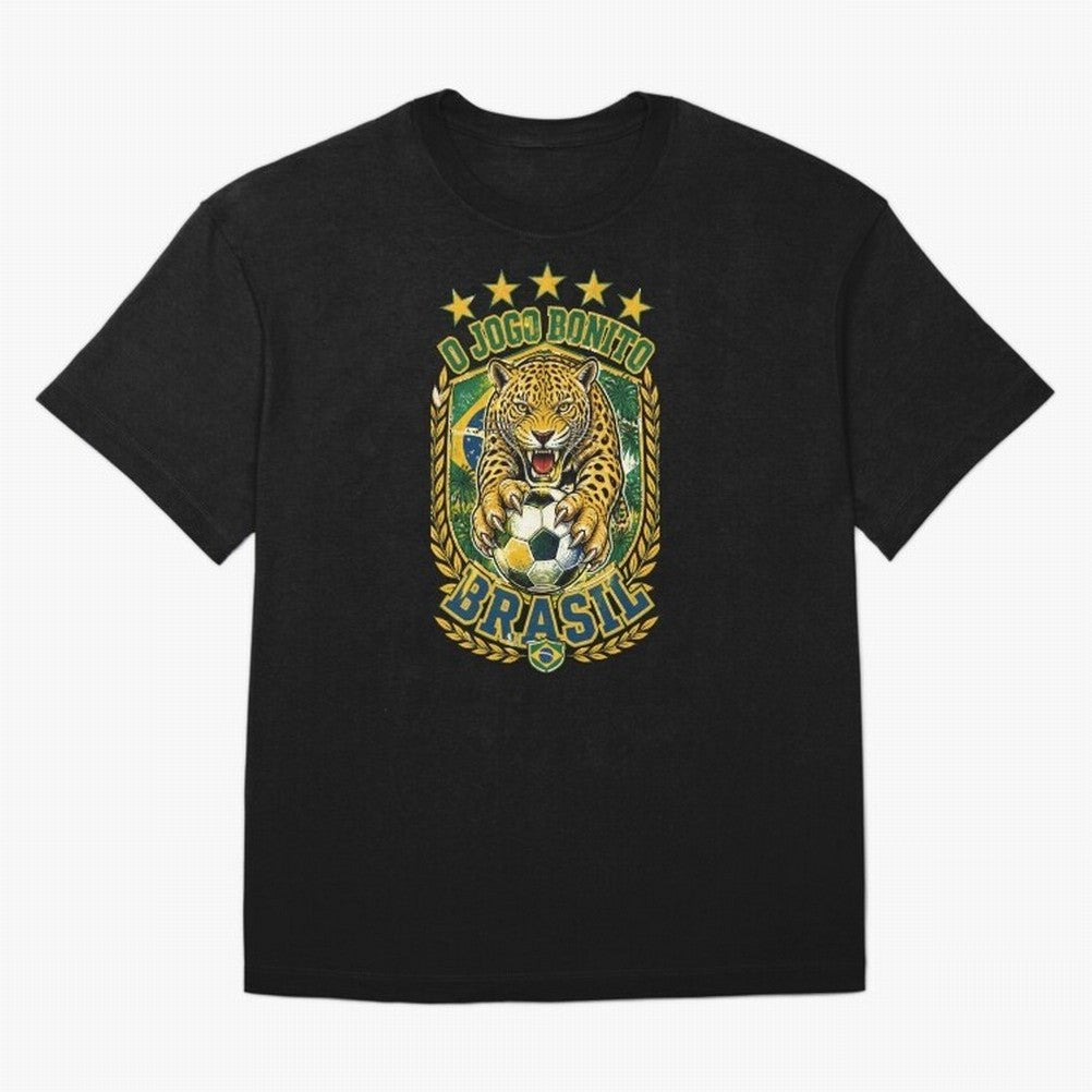 Brazil Soccer Jaguar - O Jogo Bonito Vintage 5 Stars Football Fan T-Shirt Classic T-Shirt Show Your Love for FIFA World Cup 2026 Group Stage Spirit, Connected to Netherlands, Neymar, Haaland and Cristiano Ronaldo, Football Passion, Legendary