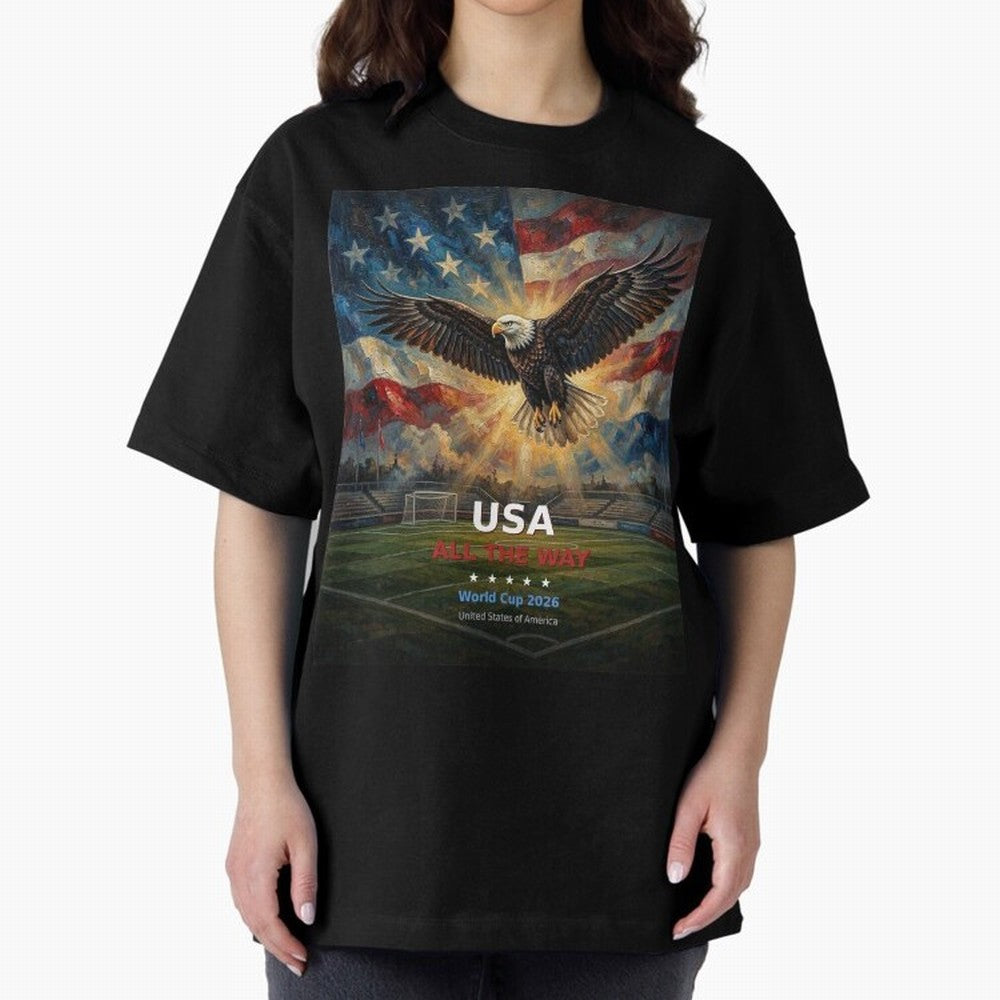USA All The Way - American Eagle Soccer World Cup 2026 Tee Classic T-Shirt Keep the Legacy of FIFA World Cup 2026 USA Canada Mexico Spirit, with England, Mbappe, Football Passion, Legendary Performances, Festival Vibes and Supporter Community; Made