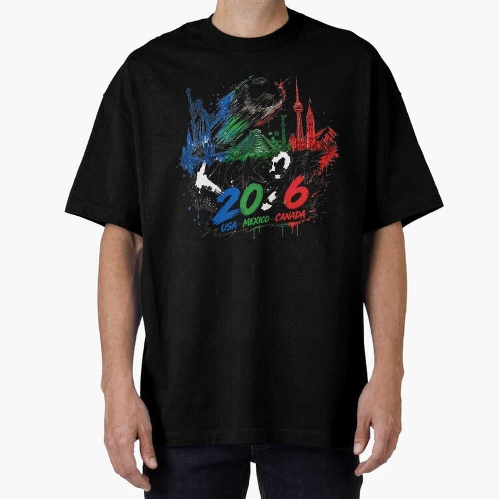 Kick Off 2026 USA Mexico Canada Soccer Graphic Classic T-Shirt Stand with FIFA World Cup 2026 USA Canada Mexico Spirit, Built around Portugal, Spain and Germany, Messi and Cristiano Ronaldo, Champion Mindset, Group Stage Buzz, Knockout Tension and