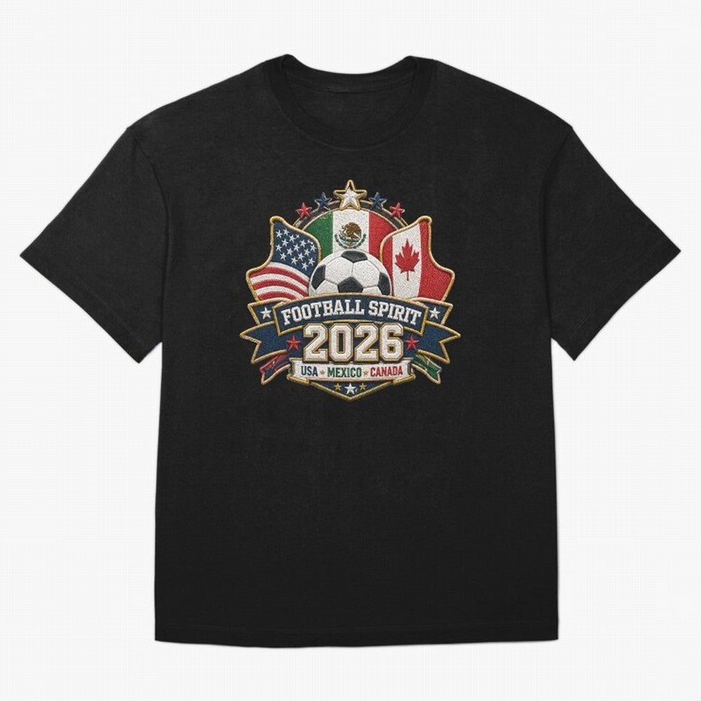 Football Spirit 2026 USA Mexico Canada Patch Design Classic T-Shirt Join the Countdown to FIFA World Cup 2026 USA Canada Mexico Celebrating Neymar, Argentina Energy, Sports Nostalgia, International Competition, Famous Players and Unforgettable