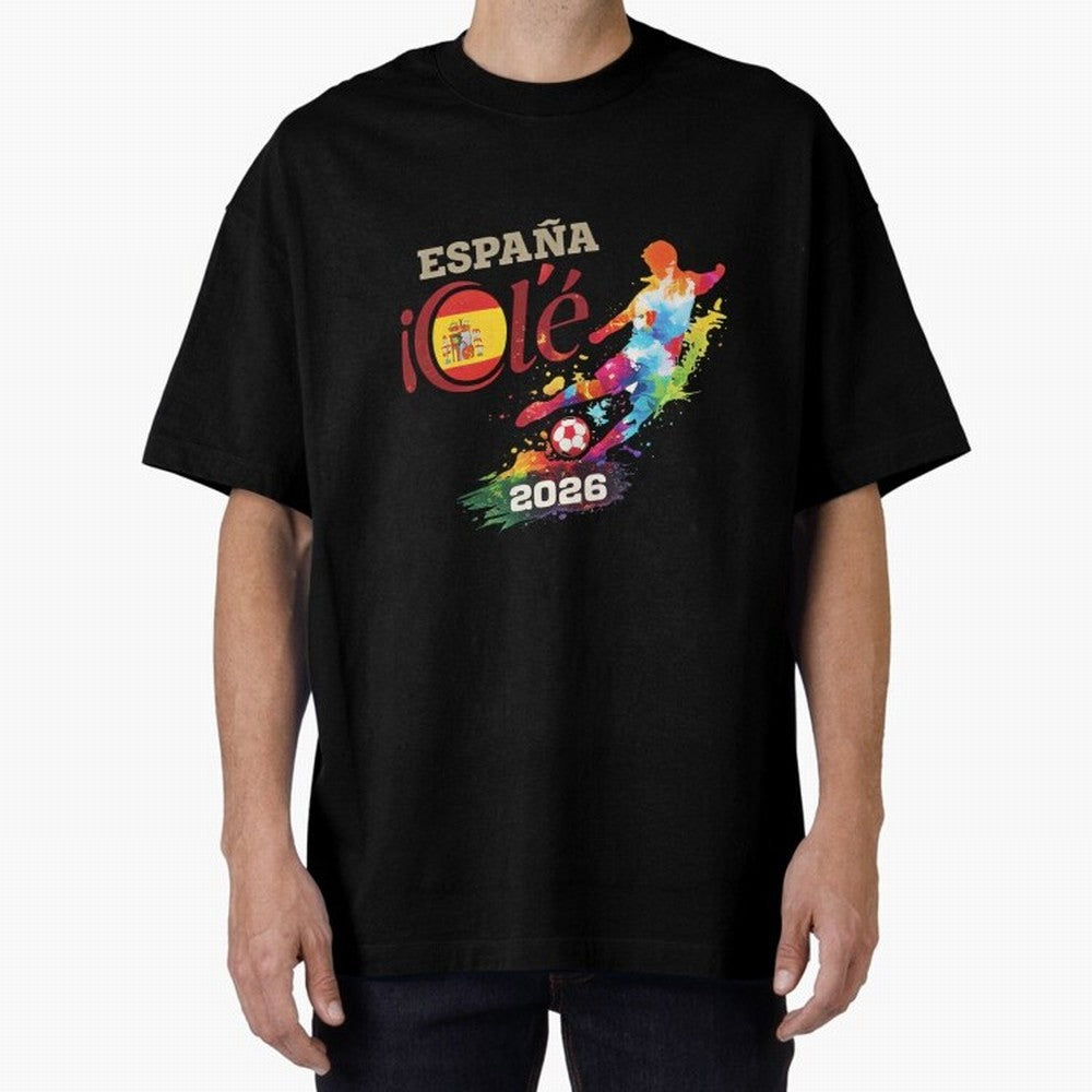 Spain Ol¨¦ 2026 Colorful Watercolor Football Graphic Classic T-Shirt Turn Every Weekend Toward Match Day Hype around FIFA World Cup 2026, CR7, England and Germany, Championship Spirit, Famous Goals, Roaring Crowds and International Football Unity;
