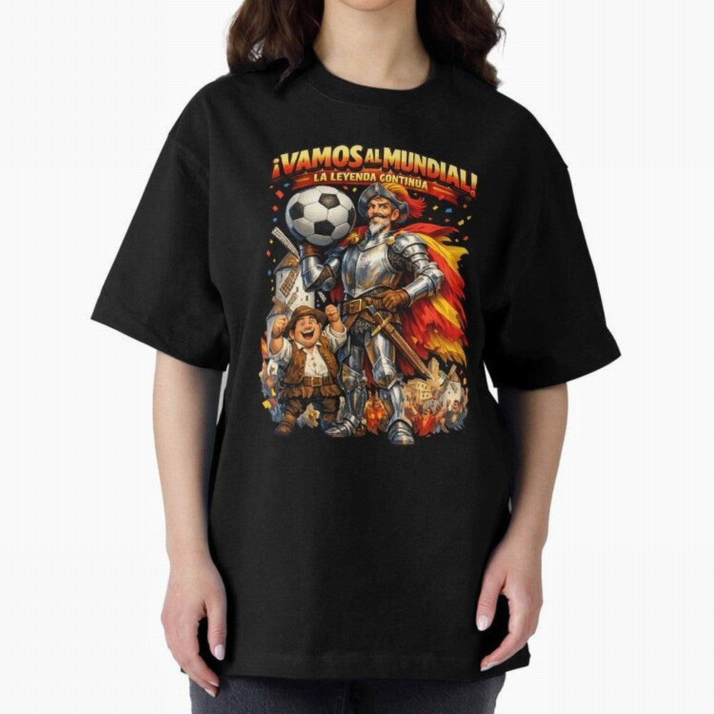 Spain World Cup 2026 Don Quixote Fan Shirt Classic T-Shirt Capture FIFA World Cup 2026 Group Stage with Haaland and Mbappe, France Energy, Championship Spirit, Famous Goals, Roaring Crowds and International Football Unity; Great for Watch Parties,