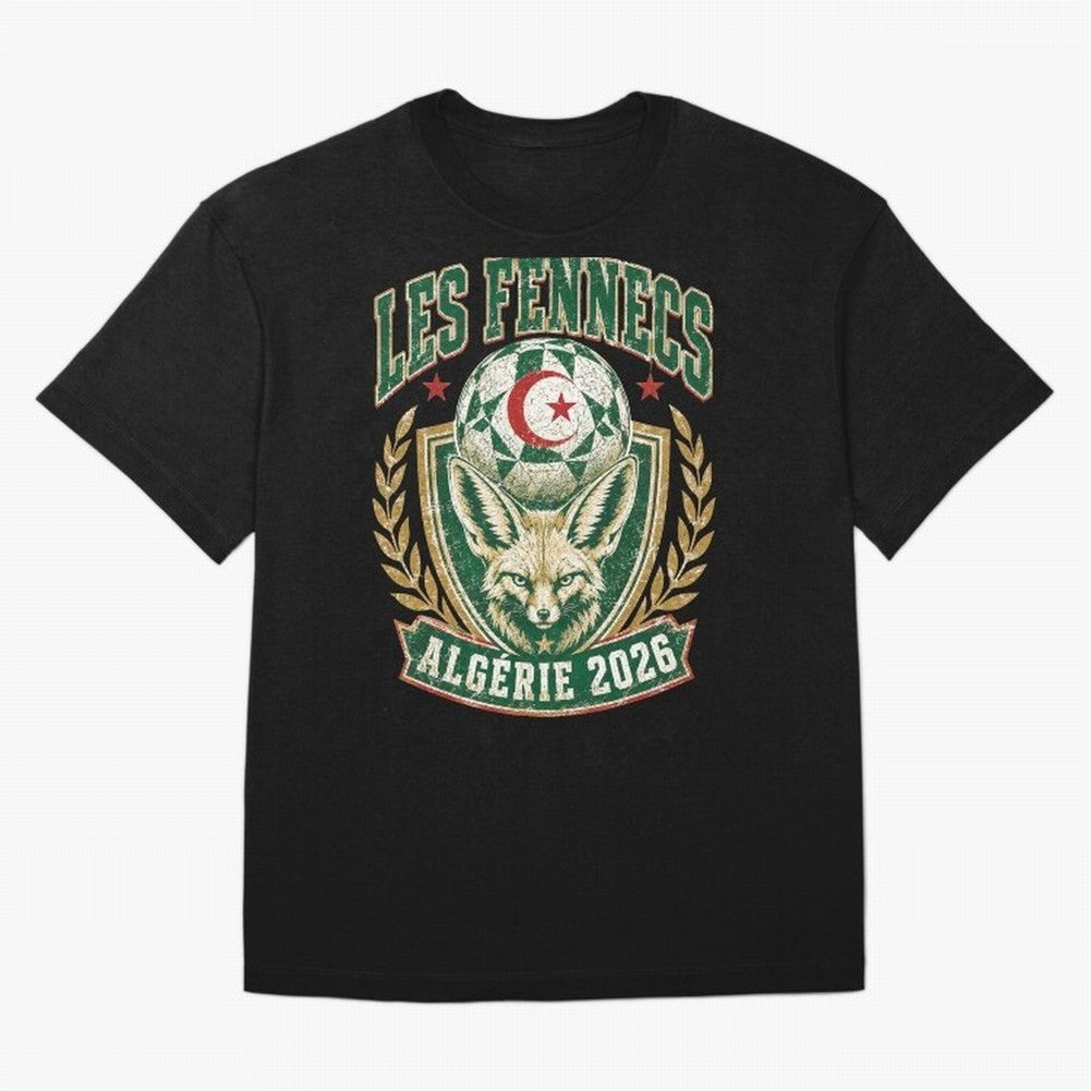Les Fennecs Alg¨¦rie 2026 World Cup Soccer T-Shirt Classic T-Shirt Honor the Beautiful Game during Global Football Passion for FIFA World Cup 2026, Filled with CR7 and Messi, Brazil, Portugal and Argentina, Championship Spirit, Famous Goals,