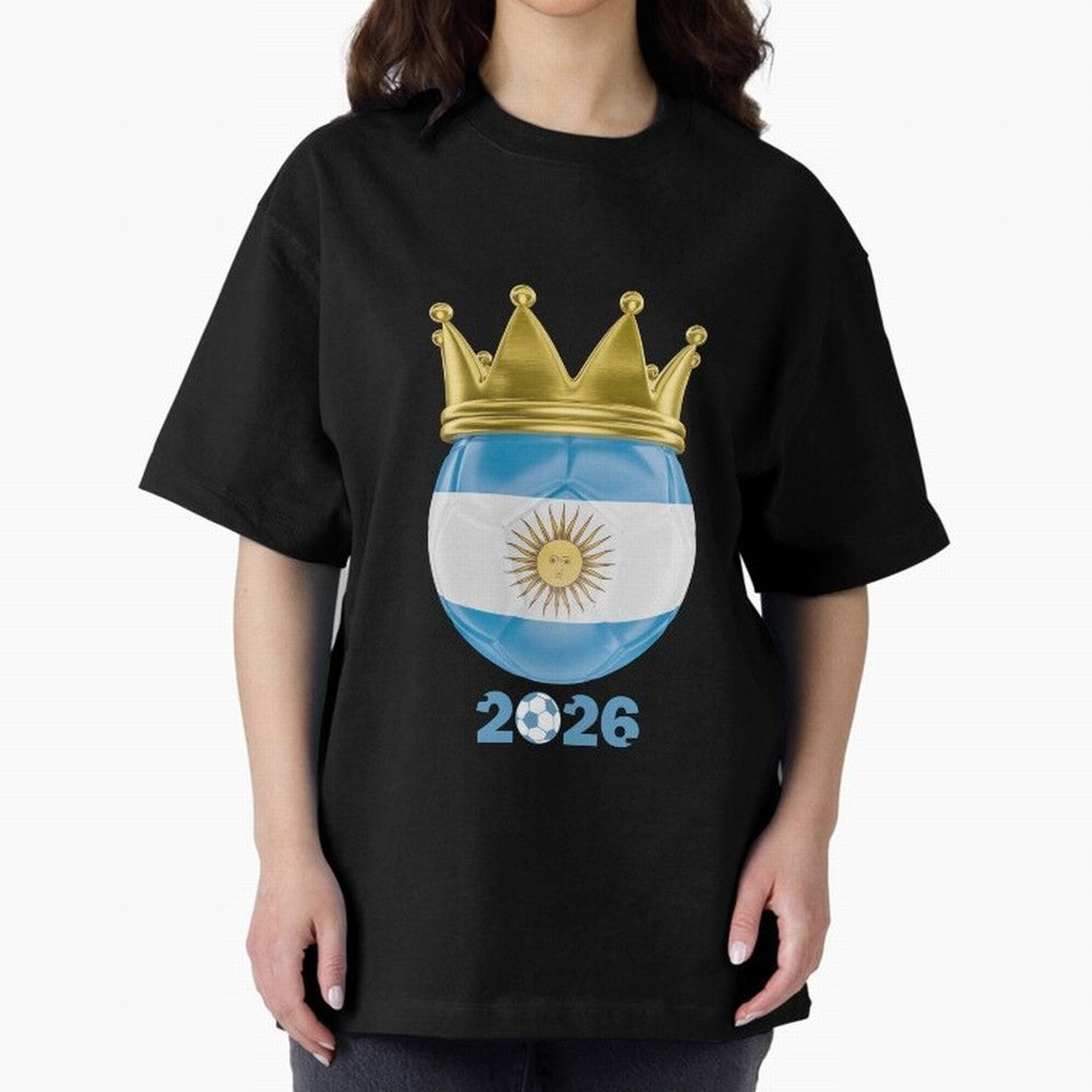 Argentina Football Champion Crown 2026 Classic T-Shirt Show Match Day Excitement for Match Day Hype around FIFA World Cup 2026 Group Stage, Messi, Neymar and Mbappe, Brazil, Portugal and Argentina, Sports Nostalgia, International Competition,