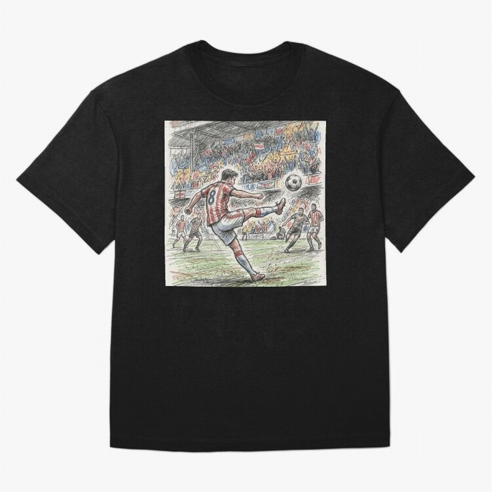 The Decisive Goal - Player #8 Stadium Action Illustration Classic T-Shirt Represent Fans Who Live for the FIFA World Cup 2026 USA Canada Mexico Journey through Messi, CR7 and Mbappe Highlights, Portugal, Spain and Germany Pride, Retro Football