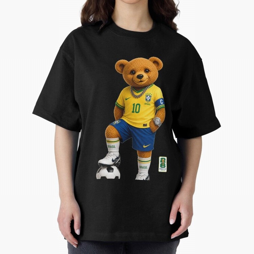 Brazil Soccer Bear World Cup Teddy Bear Classic T-Shirt Spotlight the FIFA World Cup 2026 USA Canada Mexico Journey through Haaland Highlights, Spain Pride, Global Supporter Spirit, Legendary Goals, National Colors and Tournament Celebration;