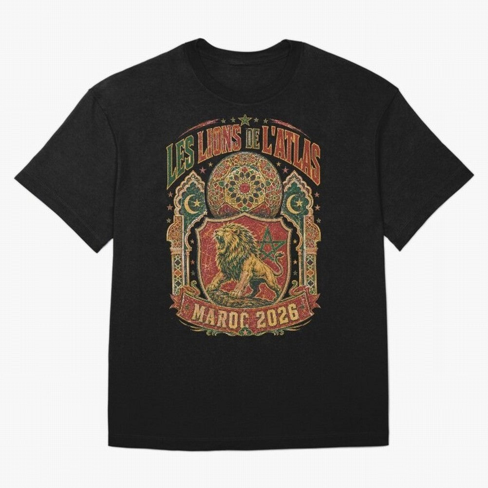 Lions De L'Atlas Maroc 2026 World Cup Soccer T-Shirt Classic T-Shirt Represent FIFA World Cup 2026 Spirit, Highlighting Portugal, Spain and Germany, Neymar, Haaland and Cristiano Ronaldo, Champion Mindset, Group Stage Buzz, Knockout Tension and