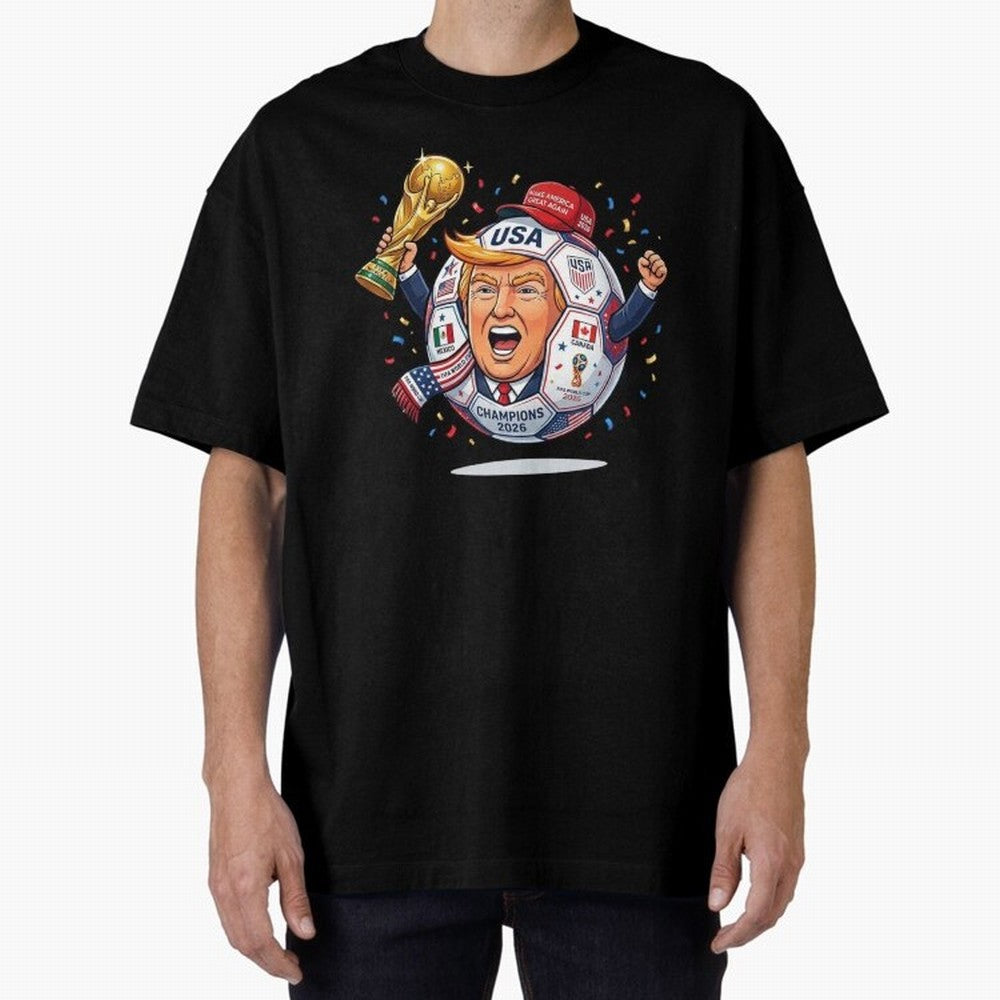 Donald Trump 2026 World Cup Soccer Champion Illustration Classic T-Shirt Join Supporters Worldwide for FIFA World Cup 2026 USA Canada Mexico for Fans of Messi and Brazil, Portugal and Argentina, Bringing Classic Soccer Heritage, Championship