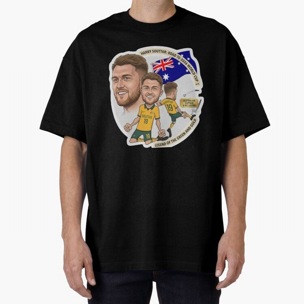 Harry Souttar Australia Football Legend Cartoon Illustration Classic T-Shirt Celebrate the Magic of Match Day Hype around FIFA World Cup 2026, Haaland and Mbappe, Netherlands, Retro Football Energy, Iconic Rivalries, Trophy Chase Drama and Stadium