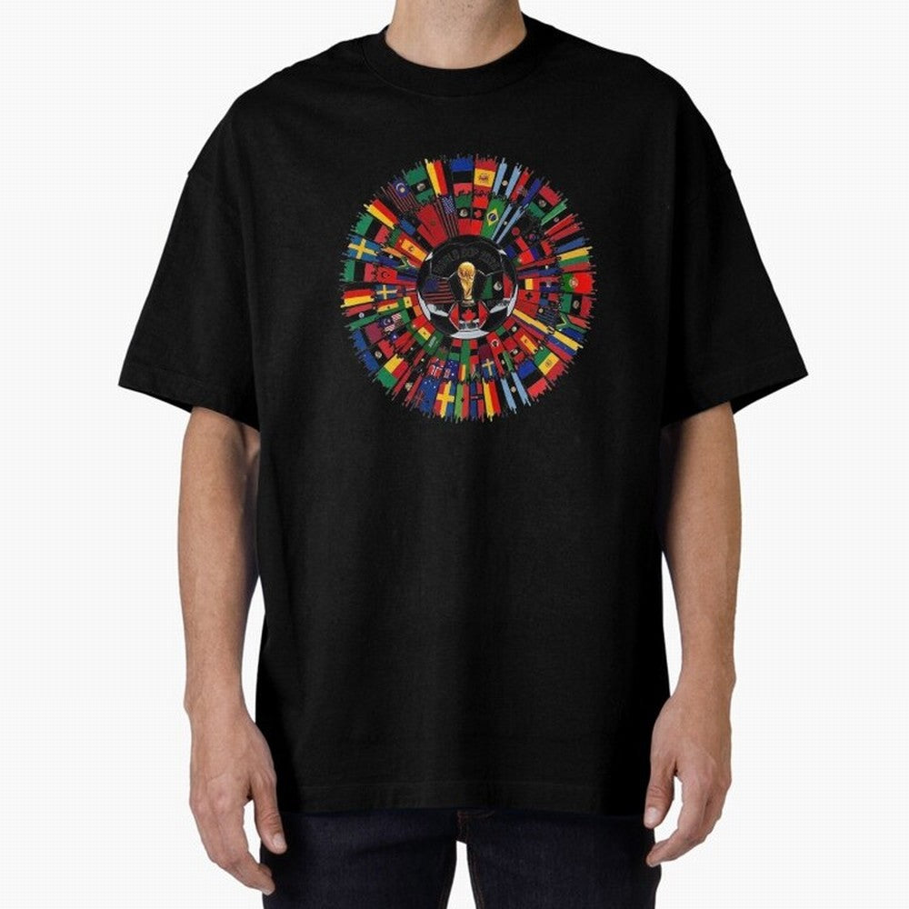 Vibrant 2026 World Cup International Flag Splash Classic T-Shirt Celebrate National Team Dreams in Global Football Passion for FIFA World Cup 2026 Group Stage, Made for Messi, Neymar and Mbappe, Brazil, Portugal and Argentina, Retro Football