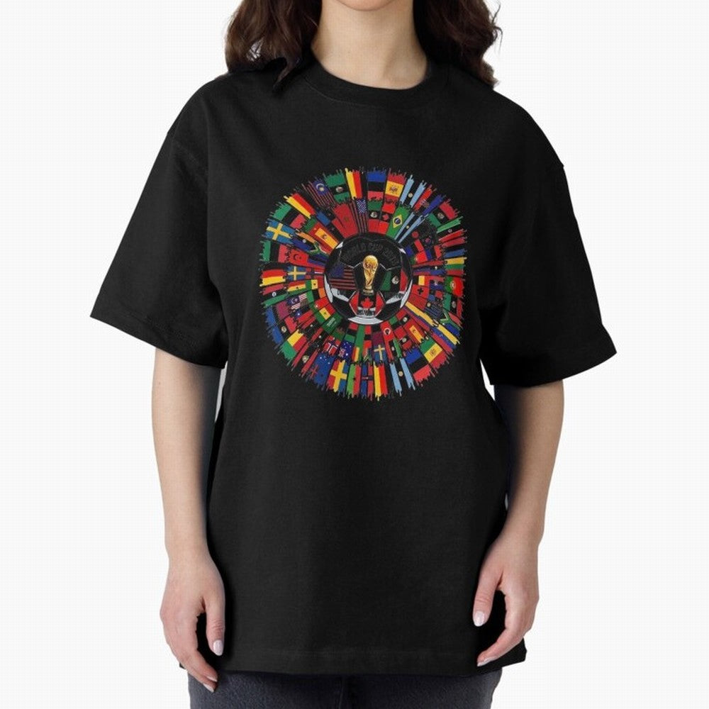 Vibrant 2026 World Cup International Flag Splash Classic T-Shirt Celebrate National Team Dreams in Global Football Passion for FIFA World Cup 2026 Group Stage, Made for Messi, Neymar and Mbappe, Brazil, Portugal and Argentina, Retro Football