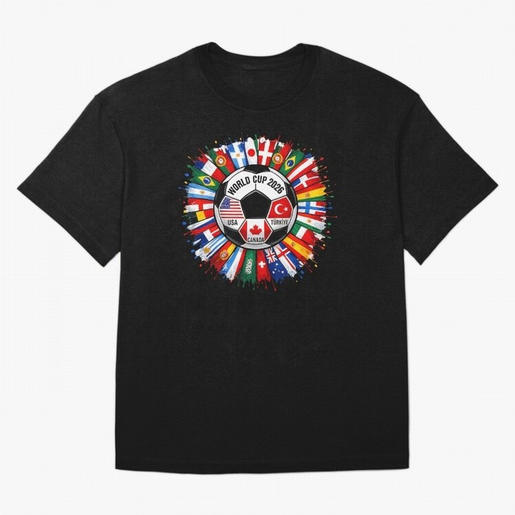 World Cup 2026 Shirt Soccer Tournament Fan Design International Flags Football Graphic Tee Sports Lover Gift Classic T-Shirt Stand Out with Spirit from Match Day Hype around FIFA World Cup 2026, Mbappe and Neymar, Argentina and Brazil, Football