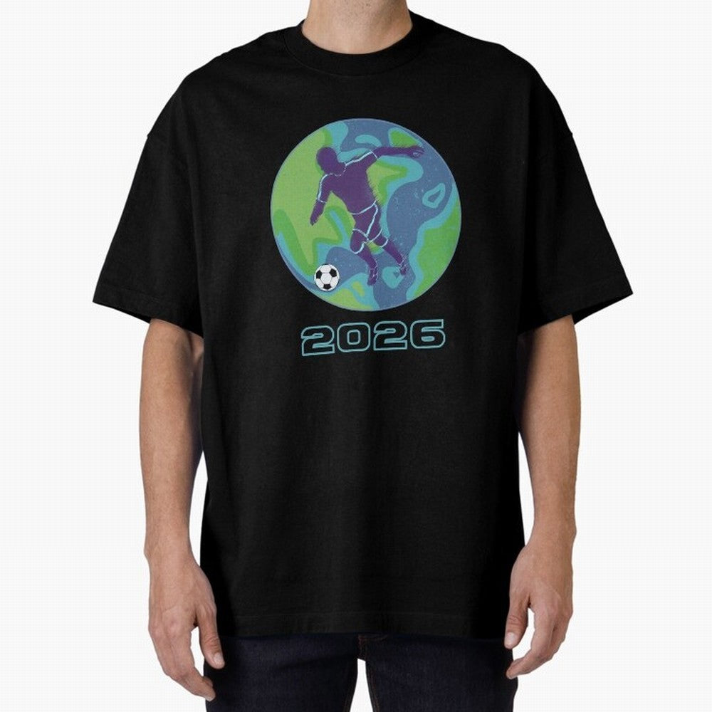 Soccer world 2026 Oversized T-Shirt Get Ready for Global Football Passion for FIFA World Cup 2026, Highlighting Cristiano Ronaldo, Haaland and CR7, England, Vintage Soccer Flavor, Modern Football Stars, National Flags and Final Night Emotion; Ideal