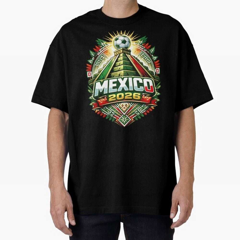 Mexico Soccer 2026 Art Oversized T-Shirt Support FIFA World Cup 2026 Spirit, with Germany, CR7, Goal Celebration Energy, Supporter Heritage, Football Icons and Worldwide Tournament Joy; Ideal for Passionate Fans Who Love Underdog Stories, Superstar