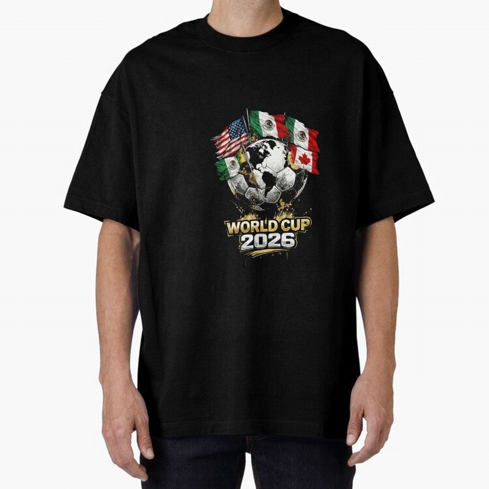 Fifa 2026 World Cup Flags Football Graphic Tee Oversized T-Shirt Stand with FIFA World Cup 2026 Spirit, Driven by Germany, Messi, Retro Football Energy, Iconic Rivalries, Trophy Chase Drama and Stadium Atmosphere; Ideal for Fans Who Follow Messi,