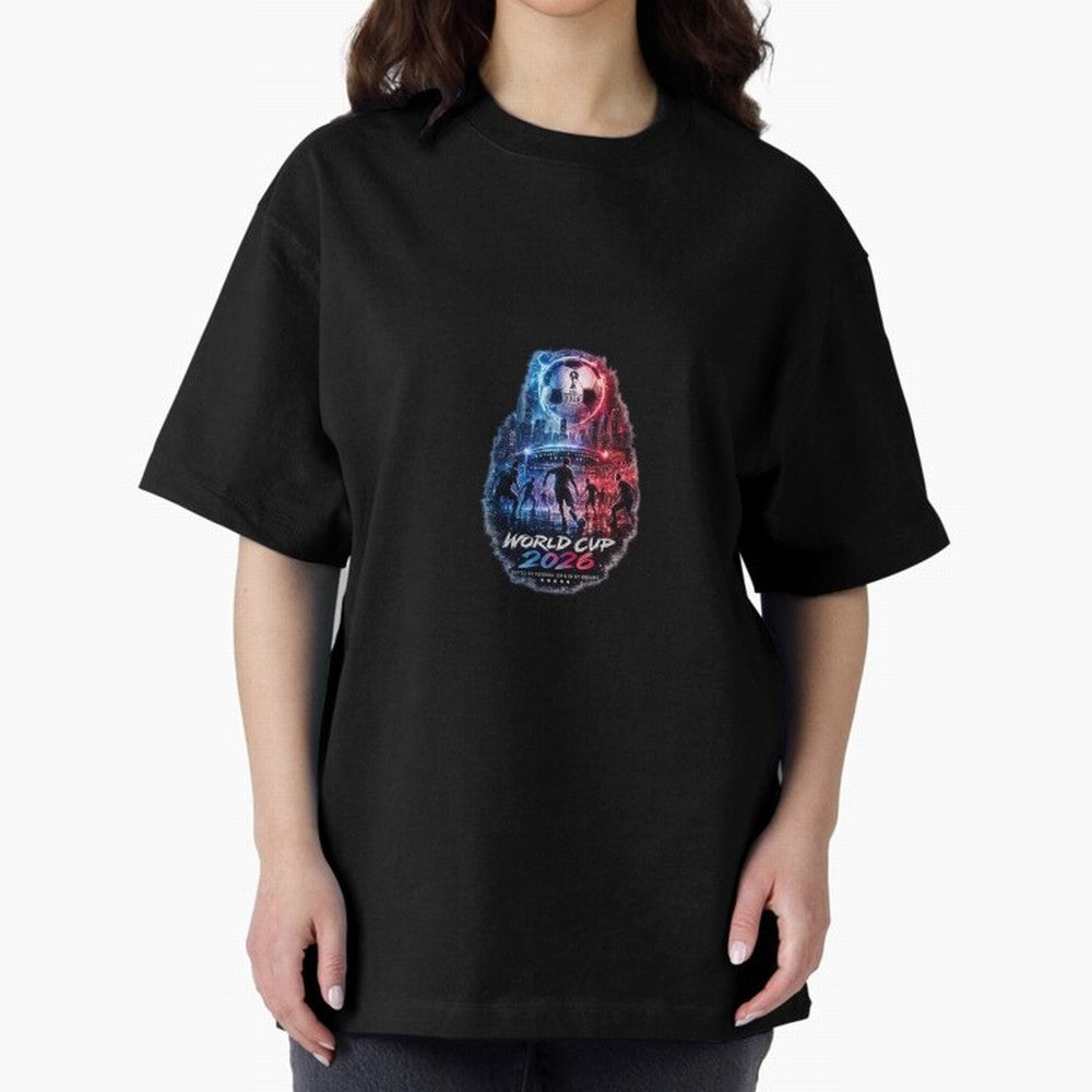 Copy of World Cup 2026 ¨C United Passion ?? | Neon Football Design Oversized T-Shirt Support Global Football Passion for FIFA World Cup 2026 USA Canada Mexico, Highlighting Haaland, Spain and Netherlands, Retro Football Energy, Iconic Rivalries,