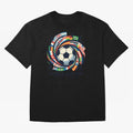 2D World Cup 2026 Football Spiral Flag Design T-Shirt Oversized T-Shirt Make the Season About Match Day Hype around FIFA World Cup 2026 Group Stage, CR7 and Messi, Argentina, France and Brazil, Soccer Culture, Superstar Moments, National Team