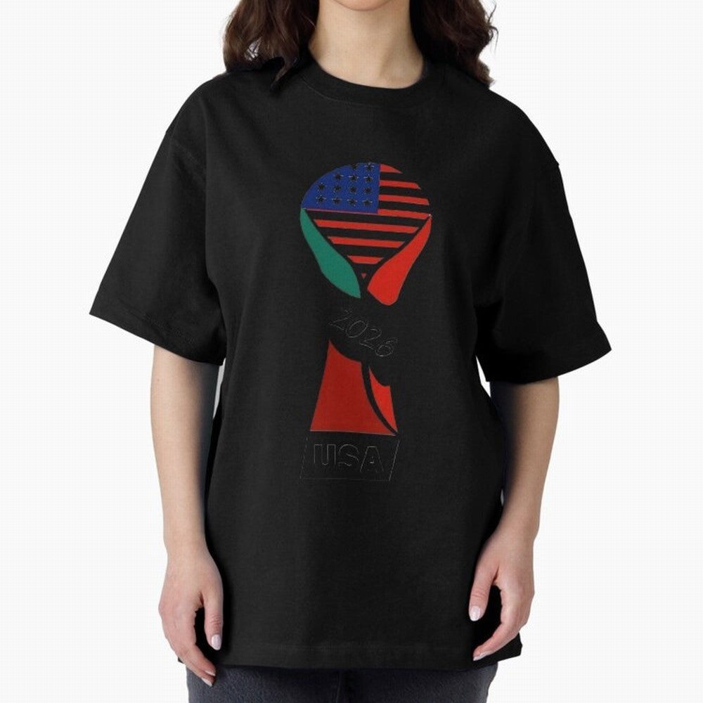 T-shirt usa FIFA world 2026 Oversized T-Shirt Celebrate Global Passion for Global Football Passion for FIFA World Cup 2026 Group Stage, Celebrating CR7 and Messi, France and Portugal, Football Festival Excitement, Trophy Ambitions, Country