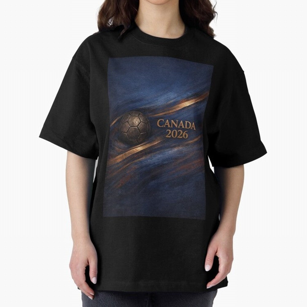 Canada 2026 Soccer Inspired Design Oversized T-Shirt Follow the Road to FIFA World Cup 2026 USA Canada Mexico for Fans of Cristiano Ronaldo and Argentina and Brazil, Bringing Champion Mindset, Group Stage Buzz, Knockout Tension and Passionate Fan