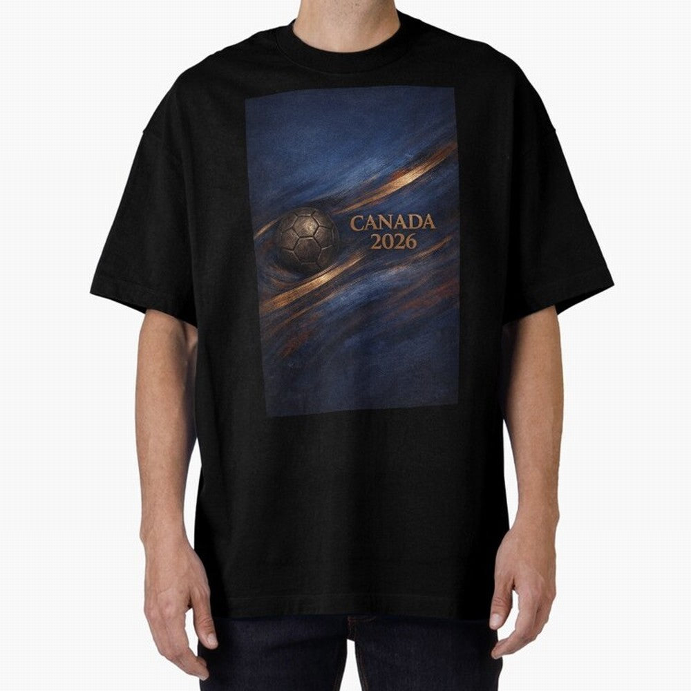 Canada 2026 Soccer Inspired Design Oversized T-Shirt Follow the Road to FIFA World Cup 2026 USA Canada Mexico for Fans of Cristiano Ronaldo and Argentina and Brazil, Bringing Champion Mindset, Group Stage Buzz, Knockout Tension and Passionate Fan