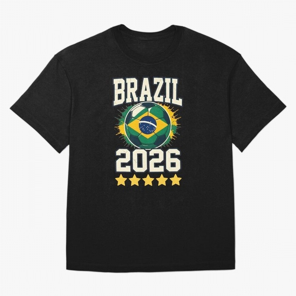 Brazil Soccer Football 2026 Oversized T-Shirt Bring Supporter Culture to Match Day Hype around FIFA World Cup 2026 USA Canada Mexico, Haaland and Mbappe, England, Worldwide Fan Energy, Dramatic Goals, Stadium Lights and Championship Celebrations;