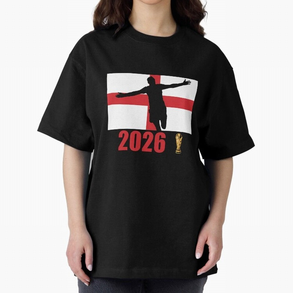 England World Cup 2026 T-Shirt_84815873 Oversized T-Shirt Stand with the FIFA World Cup 2026 USA Canada Mexico Journey through Neymar, Haaland and Cristiano Ronaldo Highlights, Spain and Netherlands Pride, Retro Football Energy, Iconic Rivalries,