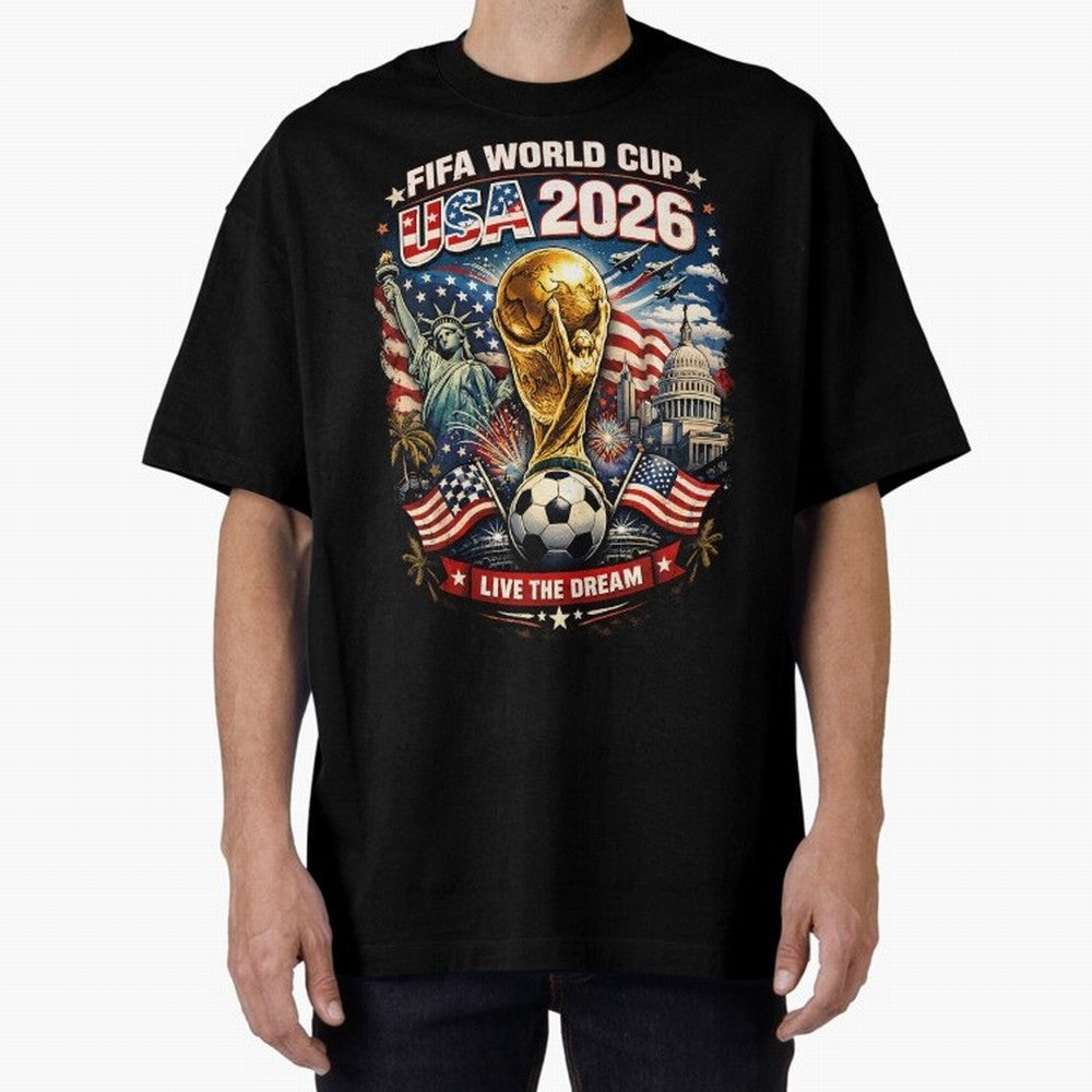 Fifa World Cup USA 2026 Colour Oversized T-Shirt Celebrate Supporters United by Global Football Passion for FIFA World Cup 2026 Group Stage, Featuring Cristiano Ronaldo, Haaland and CR7, Argentina and Brazil, Champion Mindset, Group Stage Buzz,