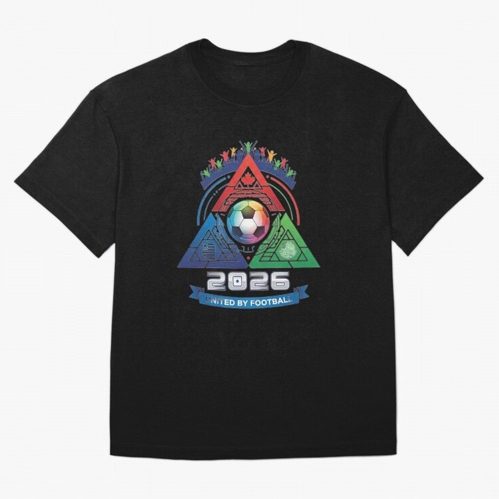 Triangular United By Football World Cup 2026 Emblem Oversized T-Shirt Feel the Trophy Chase of Match Day Hype around FIFA World Cup 2026 Group Stage, Messi, Neymar and Mbappe, Spain, Championship Spirit, Famous Goals, Roaring Crowds and