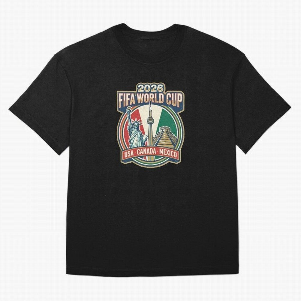 North America United Soccer 2026 Vintage Crest Oversized T-Shirt Show Championship Spirit for FIFA World Cup 2026 USA Canada Mexico Spirit, Centered on Argentina and Brazil, Messi, Neymar and Mbappe, Soccer Culture, Superstar Moments, National Team