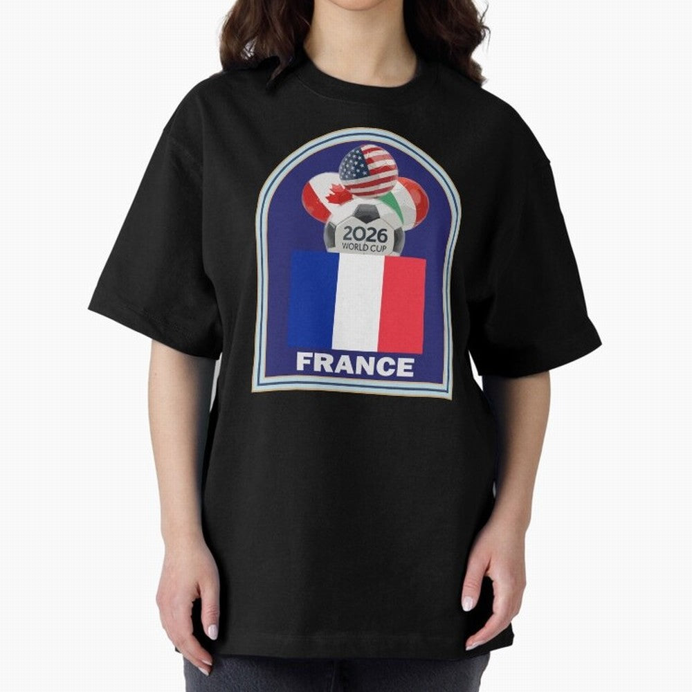 France 2026 Soccer T-shirt Oversized T-Shirt Carry the Dream of FIFA World Cup 2026 Group Stage for Fans of CR7 and Messi and England and Germany, Bringing Championship Spirit, Famous Goals, Roaring Crowds and International Football Unity; Made for