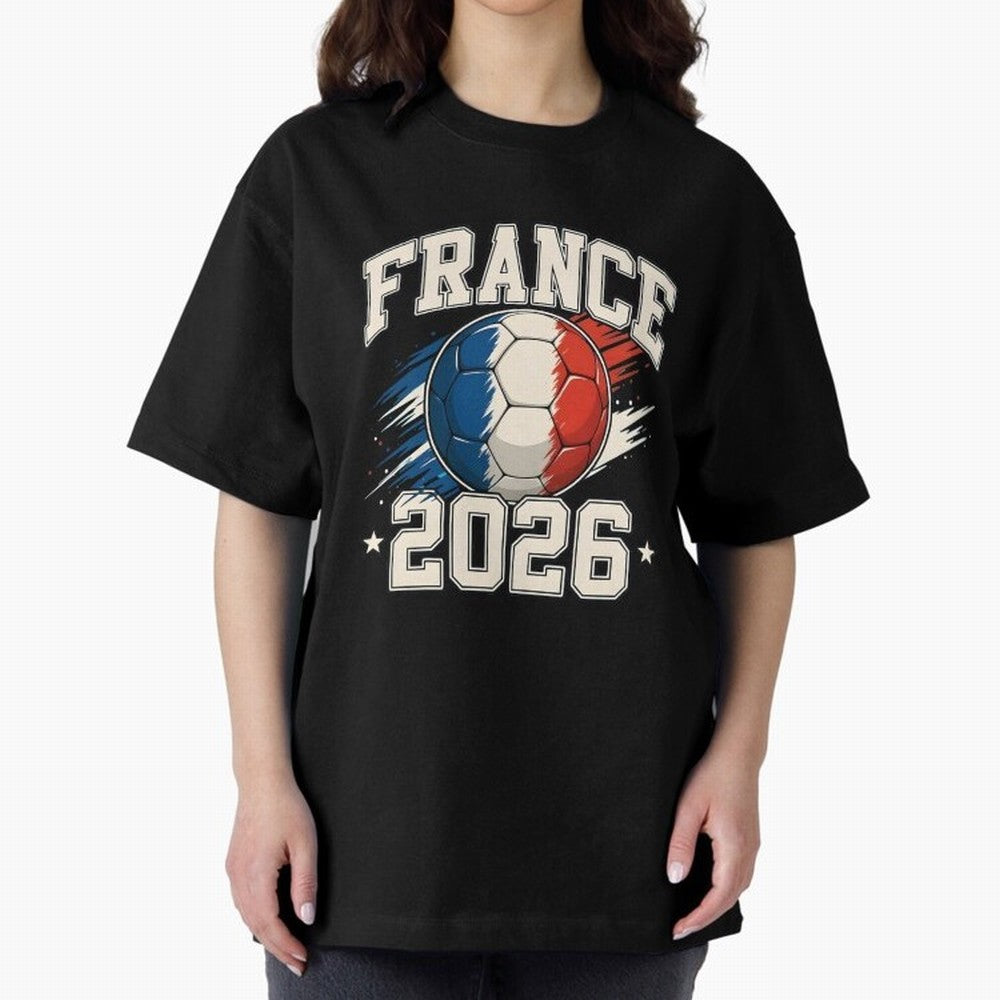 France 2026 World Cup for Football Fans and Teams Oversized T-Shirt Bring World Football Passion into Match Day Hype around FIFA World Cup 2026, Cristiano Ronaldo, Spain and Netherlands, Championship Spirit, Famous Goals, Roaring Crowds and
