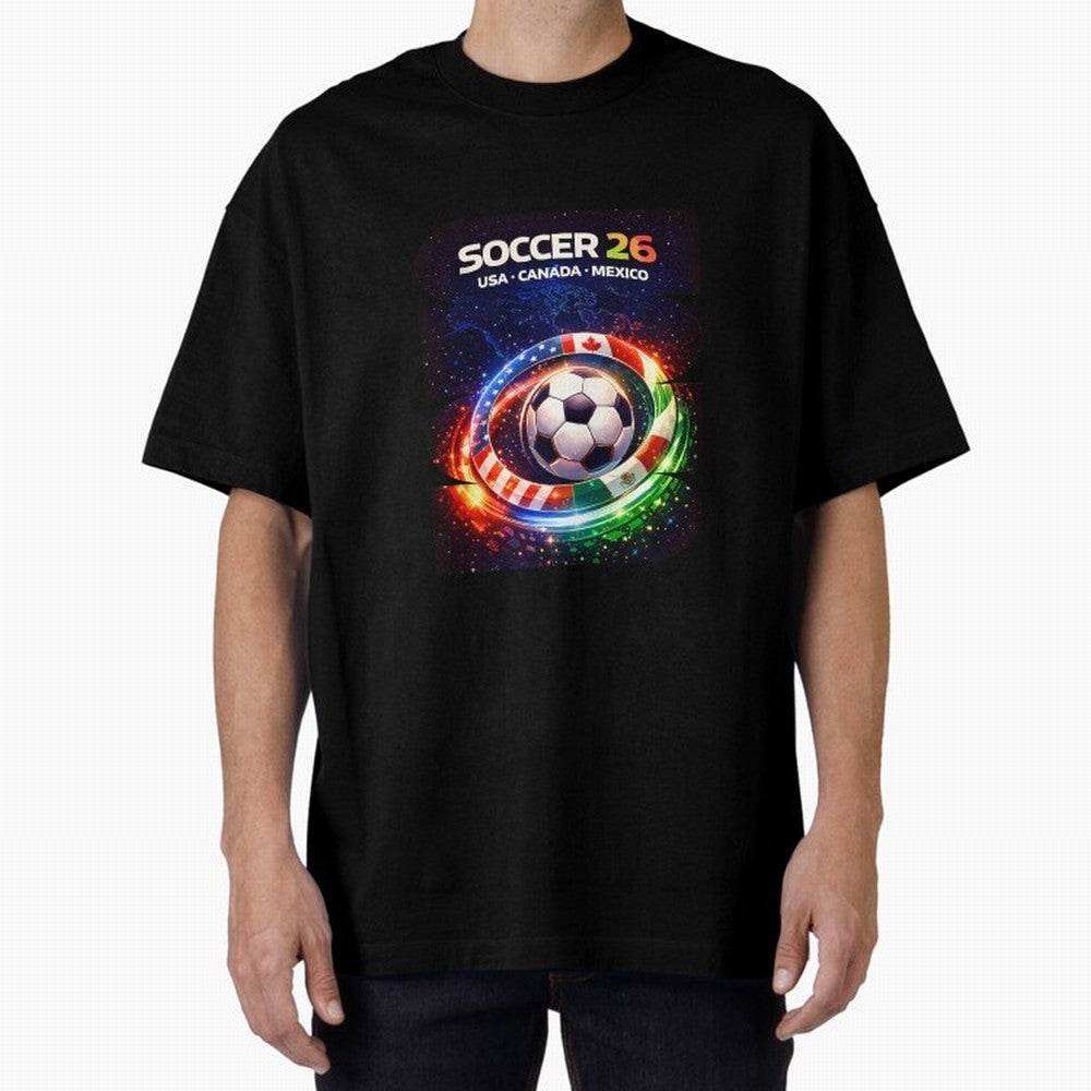 North America Soccer 2026 Soccer 26 Usa Canada Mexico Fan United 2026 Soccer Oversized T-Shirt Show Championship Spirit for Global Football Passion for FIFA World Cup 2026, with Messi, Neymar and Mbappe, Argentina, Retro Football Energy, Iconic
