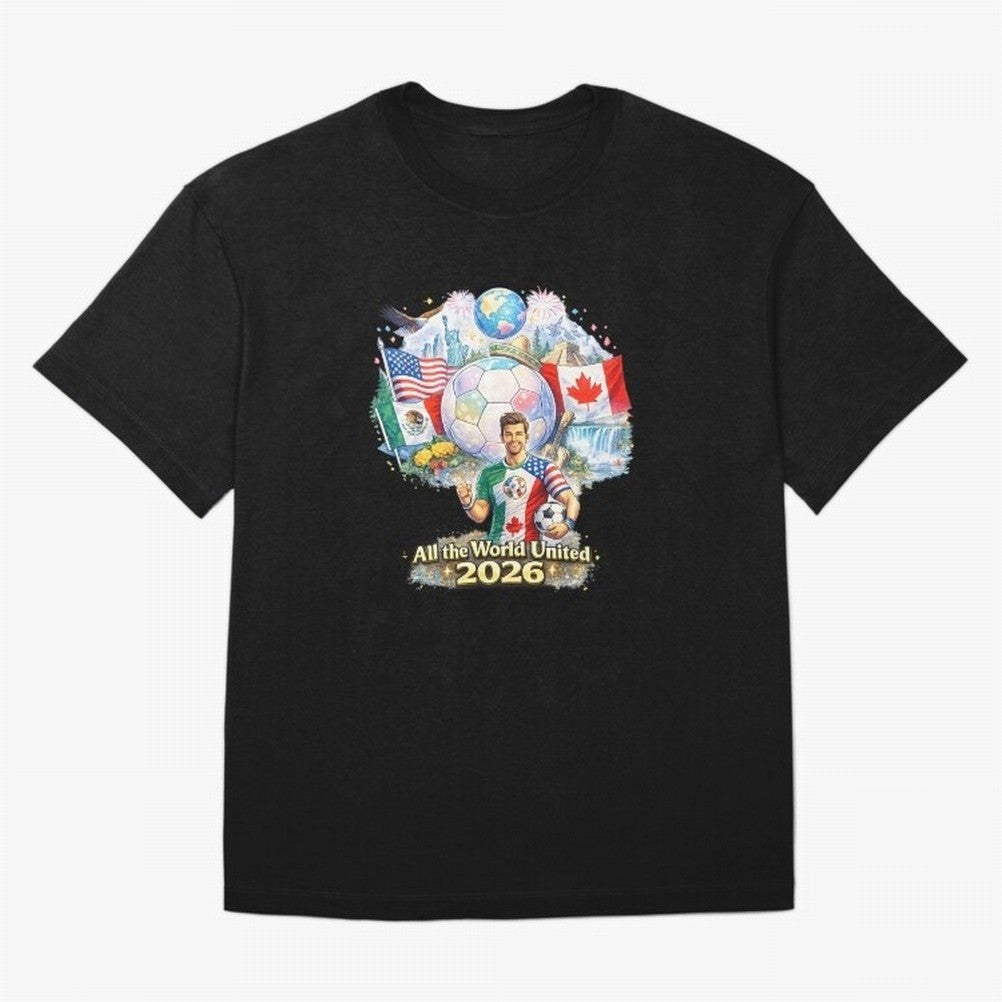 All The World United 2026 Football Design Oversized T-Shirt Back the Journey through FIFA World Cup 2026 Celebrating Cristiano Ronaldo, Argentina and Brazil Energy, Goal Celebration Energy, Supporter Heritage, Football Icons and Worldwide