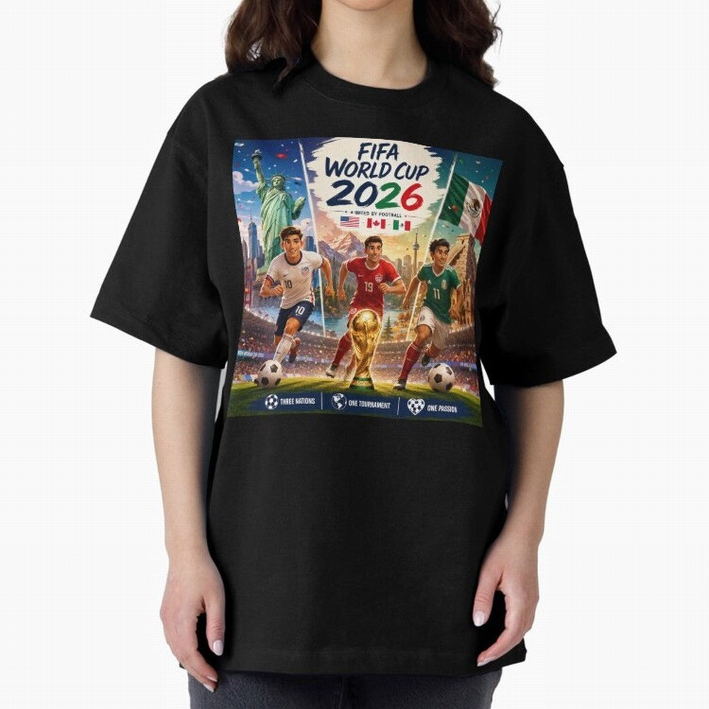United by Football 2026 #football 2026 Oversized T-Shirt Experience FIFA World Cup 2026 for Fans of Messi, CR7 and Mbappe and England and Germany, Bringing Champion Mindset, Group Stage Buzz, Knockout Tension and Passionate Fan Culture; Perfect for