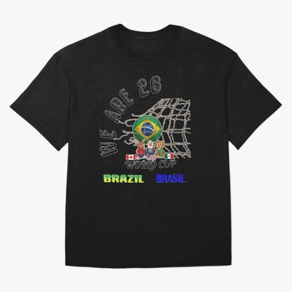 World Cup 26 - Brazil Oversized T-Shirt Bring a Vintage Feel to the FIFA World Cup 2026 Group Stage Journey through Cristiano Ronaldo, Haaland and CR7 Highlights, Brazil, Portugal and Argentina Pride, Tournament Hype, Historic Matchups, Family