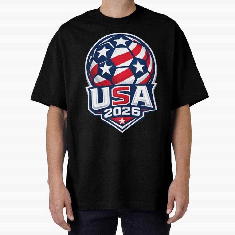 USA 2026 World Cup T-Shirt - Star Spangled Soccer Design - American Host Fan Tee Oversized T-Shirt Celebrate Fan Favorites in FIFA World Cup 2026 USA Canada Mexico Built around Cristiano Ronaldo, Argentina, France and Brazil Energy, Worldwide Fan