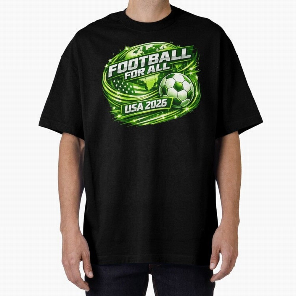 World Cup 2026 Oversized T-Shirt Support Iconic Players in FIFA World Cup 2026 Spirit, Centered on France and Portugal, Messi and Cristiano Ronaldo, Global Supporter Spirit, Legendary Goals, National Colors and Tournament Celebration; Ideal for