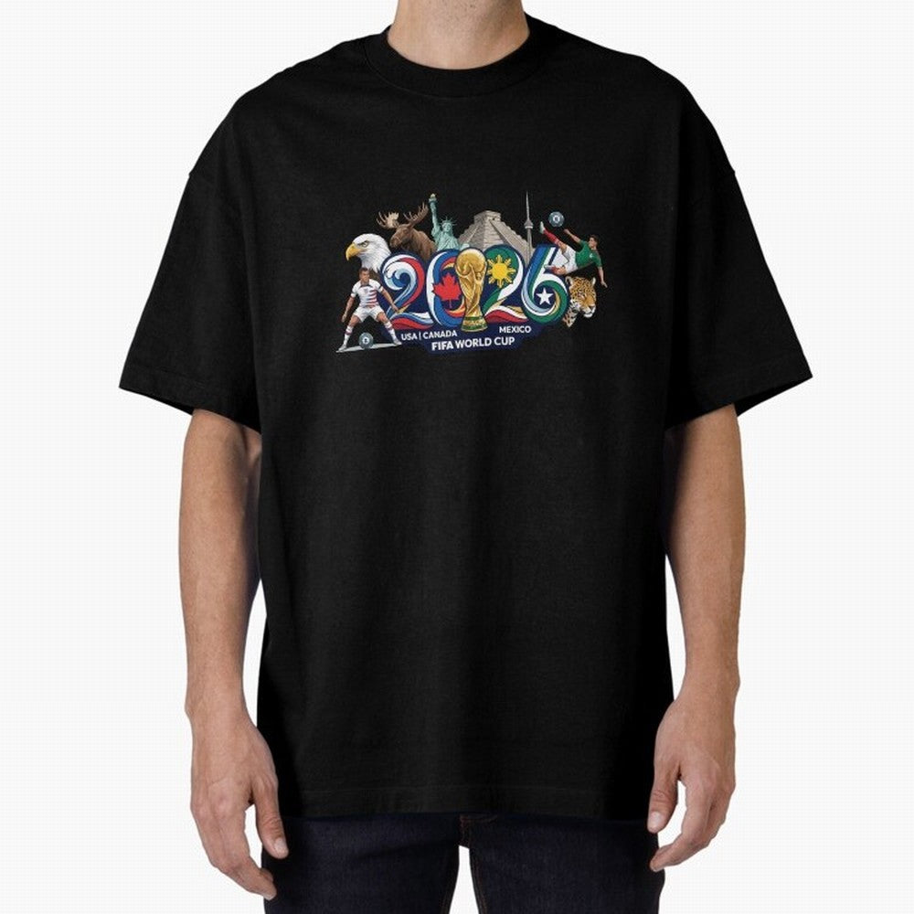 FIFA World Cup 2026 North America: USA Canada Mexico United Nations of Football Oversized T-Shirt Represent Global Football Passion for FIFA World Cup 2026 USA Canada Mexico, Inspired by Messi, CR7 and Mbappe, Portugal, Worldwide Fan Energy,