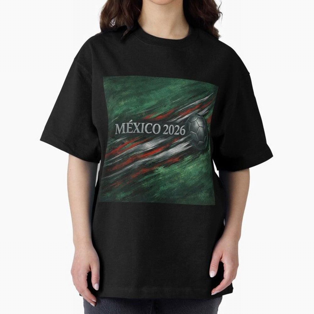 M¨¦xico 2026 Soccer Design Oversized T-Shirt Spotlight Match Day Hype around FIFA World Cup 2026 Group Stage, Haaland, Brazil, Sports Nostalgia, International Competition, Famous Players and Unforgettable Victories; Great for Watch Parties, Sports