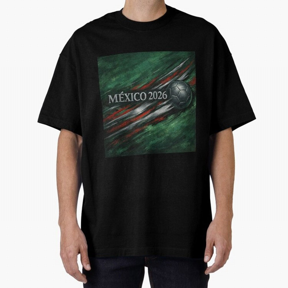 M¨¦xico 2026 Soccer Design Oversized T-Shirt Spotlight Match Day Hype around FIFA World Cup 2026 Group Stage, Haaland, Brazil, Sports Nostalgia, International Competition, Famous Players and Unforgettable Victories; Great for Watch Parties, Sports