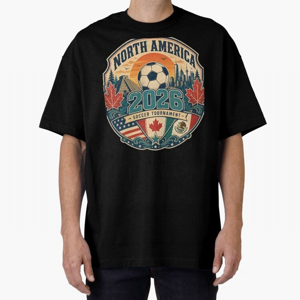 USA Canada Mexico Soccer Cup Oversized T-Shirt Celebrate Football Dreams Across FIFA World Cup 2026 USA Canada Mexico Spirit, Inspired by Spain, Neymar, Sports Nostalgia, International Competition, Famous Players and Unforgettable Victories;