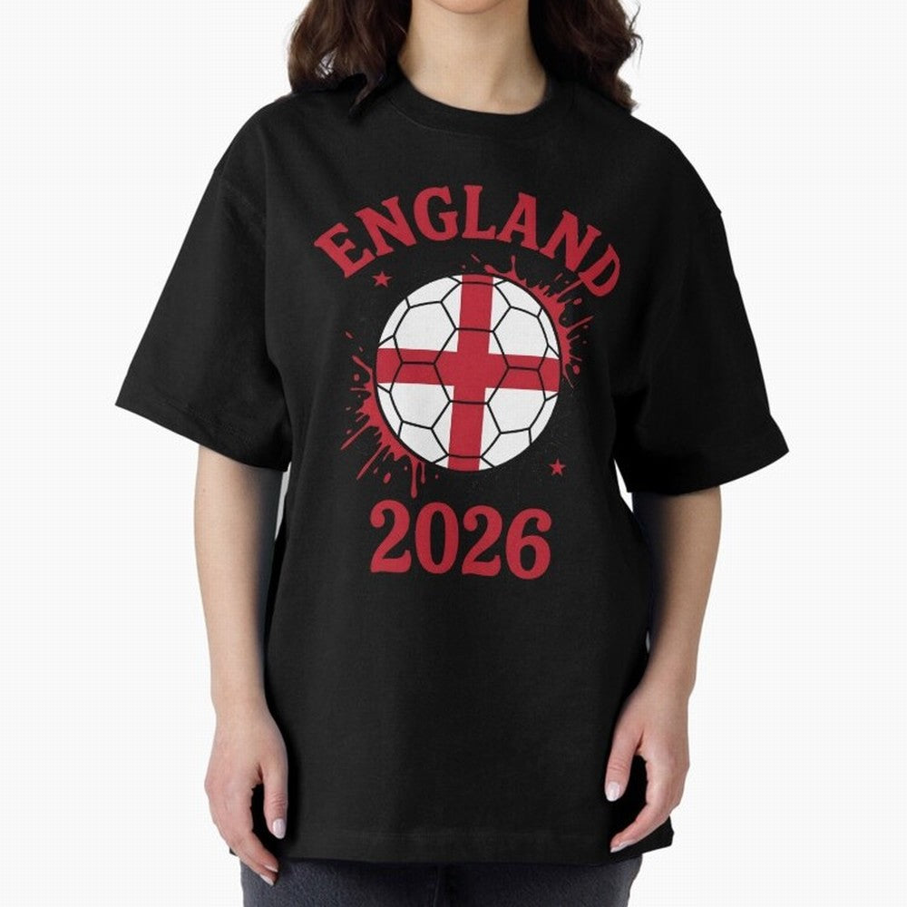 England World Cup 2026 football supporter| St George Cross Football Oversized T-Shirt Keep the Match Day Mood of Global Football Passion for FIFA World Cup 2026, Built around Haaland and Mbappe, England and Germany, Championship Spirit, Famous