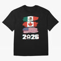 USA Canada Mexico Flag 2026 Cup Brush Art Oversized T-Shirt Feel the Roar of FIFA World Cup 2026 USA Canada Mexico Centered on Mbappe, England, France and Netherlands Energy, Champion Mindset, Group Stage Buzz, Knockout Tension and Passionate Fan