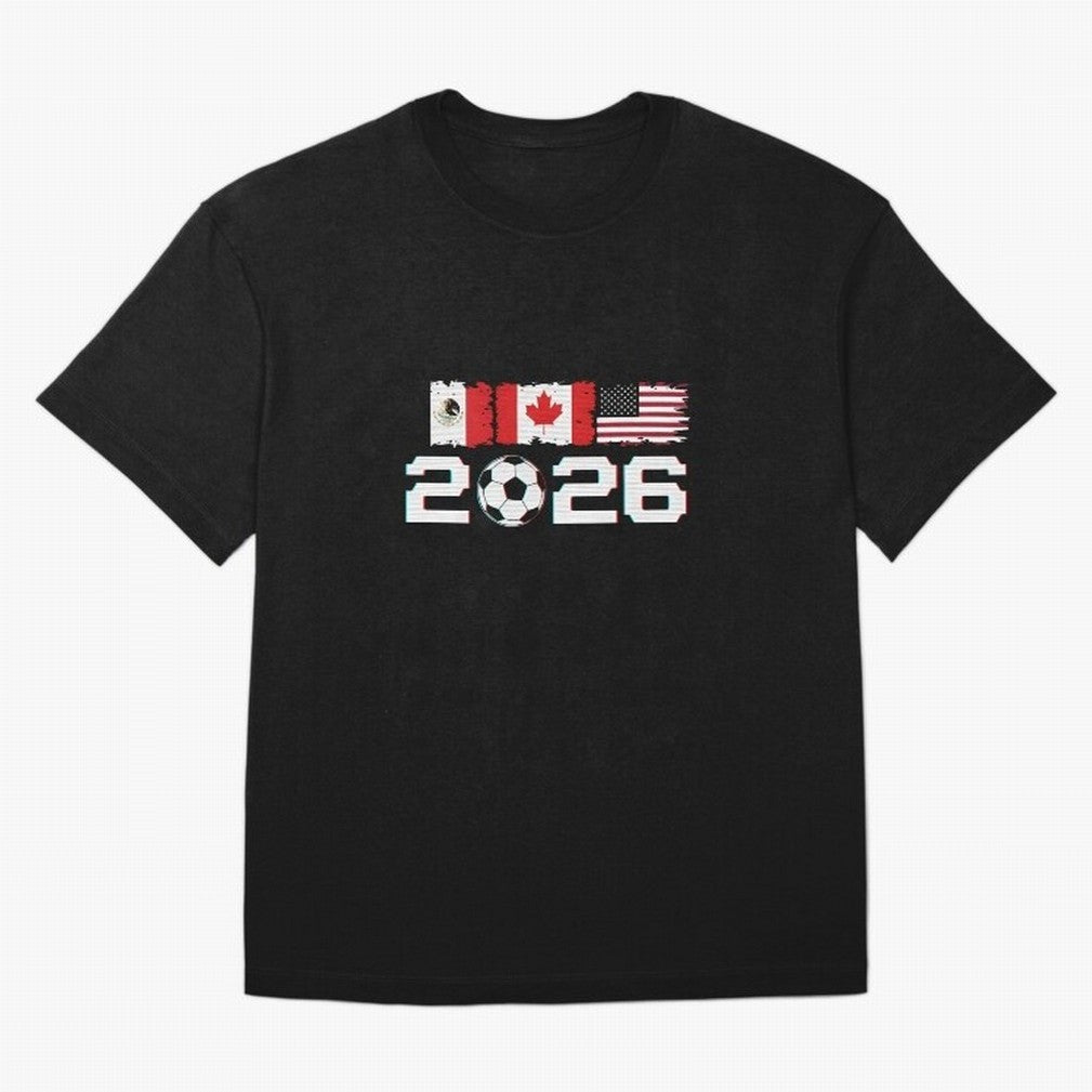 Glitched United 2026 Cup - North America Emblem Part 2 T-Shirt_82924673 Oversized T-Shirt Experience the Global Stage of FIFA World Cup 2026 USA Canada Mexico for Fans of Messi, Neymar and Mbappe and France and Portugal, Bringing Stadium Chants,