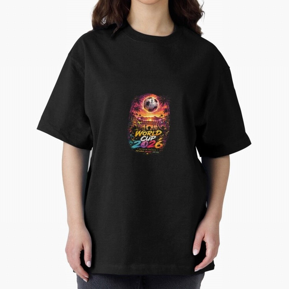Copy of World Cup 2026 ¨C United Passion ?? | Neon Football Design Oversized T-Shirt Celebrate the Magic of the FIFA World Cup 2026 Journey through Cristiano Ronaldo Highlights, England and Germany Pride, Retro Football Energy, Iconic Rivalries,