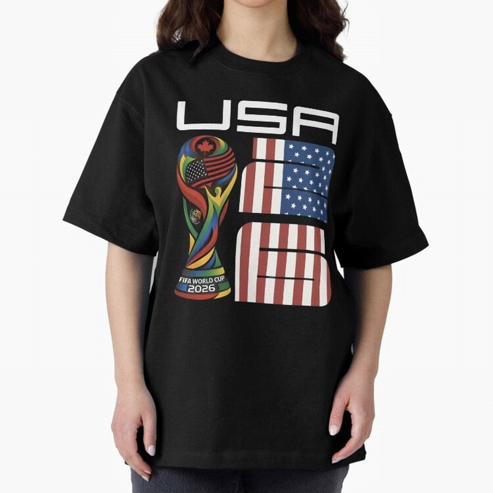 USA World Cup 2026 Host Nation Soccer Design Oversized T-Shirt Support the Legends of Global Football Passion for FIFA World Cup 2026, Capturing CR7, Germany, Game Day Rituals, Football Legends, Country Pride and the Road to the Final; Perfect for